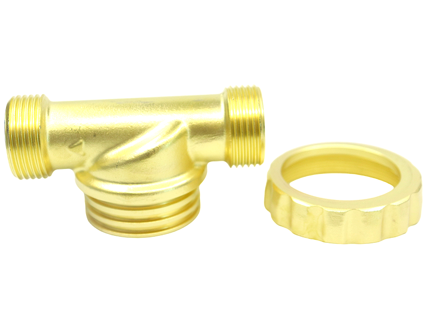 Hot selling T type brass fitting with threaded brass nuts