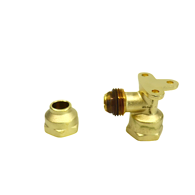 Brass elbow with threaded nuts