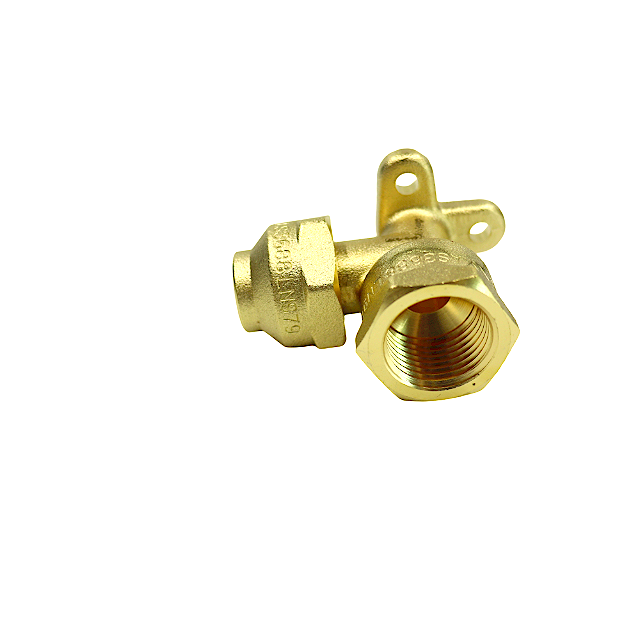 Brass elbow with threaded nuts