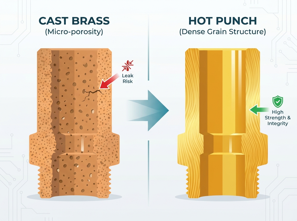 Hot punch brass fittings